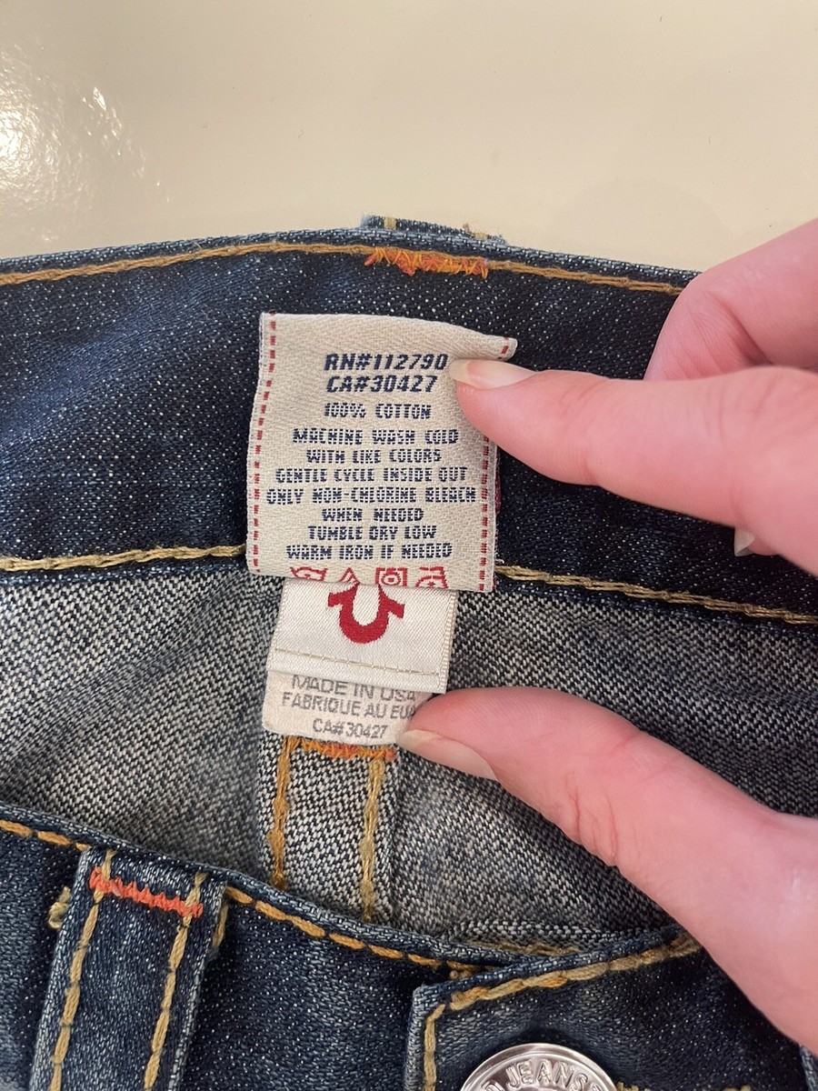 True Religion Jeans Mens Blue Dark Wash Rainbow Billy Bootcut