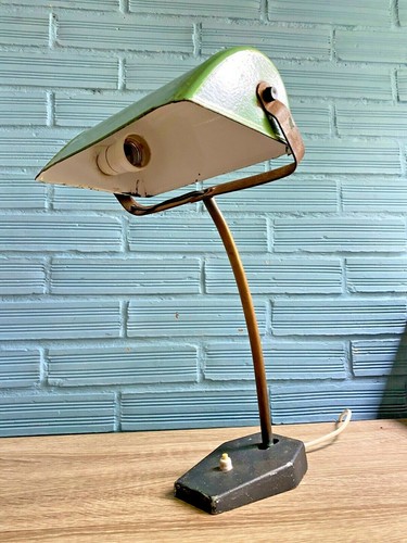 Antique Bankers Lamp Vintage Office Lawyer Desk Metal Light Table Student Old - 第 5/10 張圖片