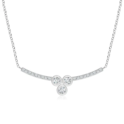 ANGARA 0.26 Ct Lab Grown 3-Stone Diamond Cluster Curved Bar Pendant in 14K Gold