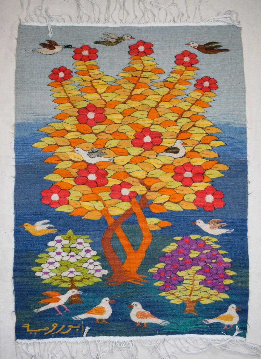 Egyptian Hand Woven Tapestry Wall Hanging Folk Art Egypt Wool