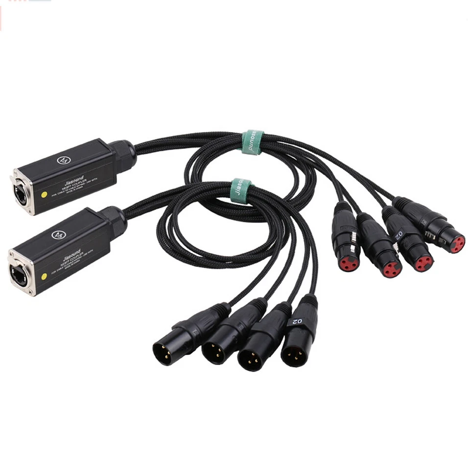 4 Channel 3-Pin XLR Male Female to Single Ethercon Audio Network Cable Extender - Image 2 of 4