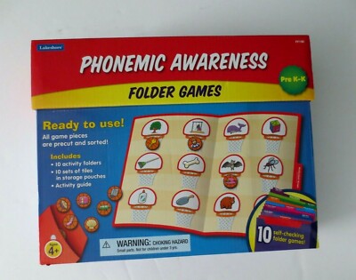 New PHONEMIC AWARENESS FOLDER GAMES - 10 Self Checking Folder Games - Pre K - K