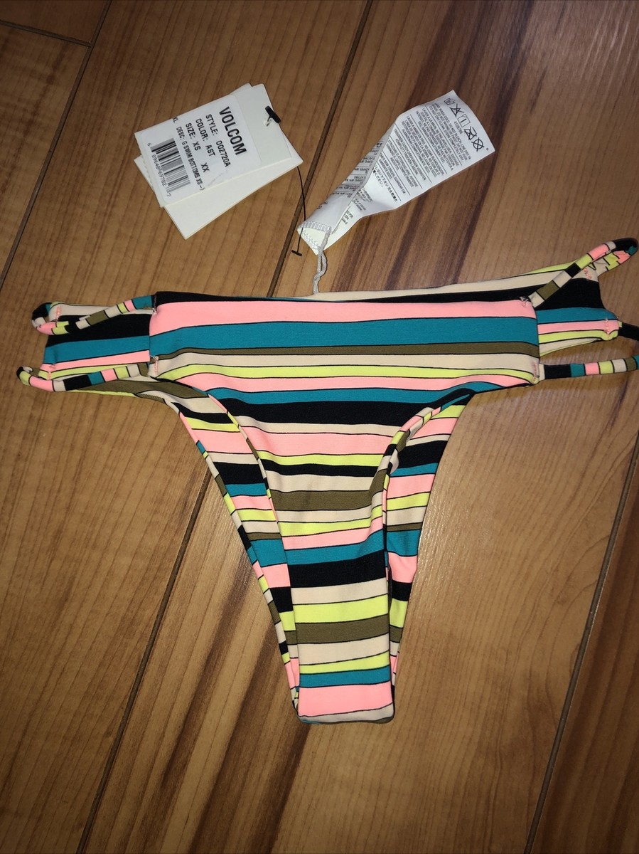 い NWT VOLCOM Women's XS Good Vibes. Stripe Bikini Swim Bottoms | eBay