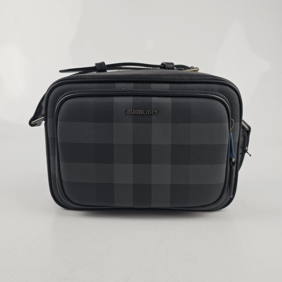 Burberry Paddy Men s Charcoal Checkered Messenger Bag New