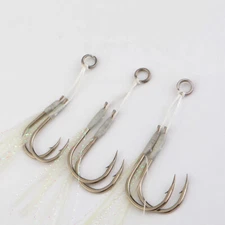 10Pair Double Assist Hook Barbed Carbon Steel Light Slow Jigging Hook Saltwater