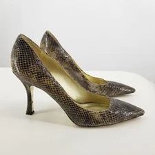 Emy Mack Leather Snake Print Women's High Heels Size 9 Evening Cocktail Y2K 90s