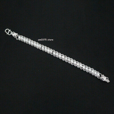Pure 999 Fine Silver Bracelet Women Men 9mm Dragon Head Curb Link