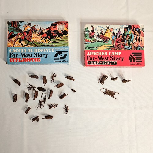 Vintage Atlantic Far West Story HO Scale 1/72 Figures Apache Camp Caccia Bisonte - Picture 2 of 15