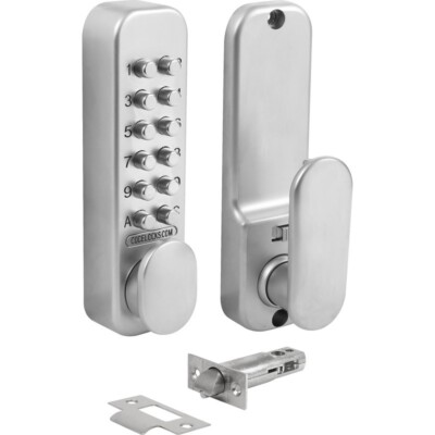 MECHANISCH Mortice Latch Quick Code, Fire Kit, Codelocks CL160, silbergrau