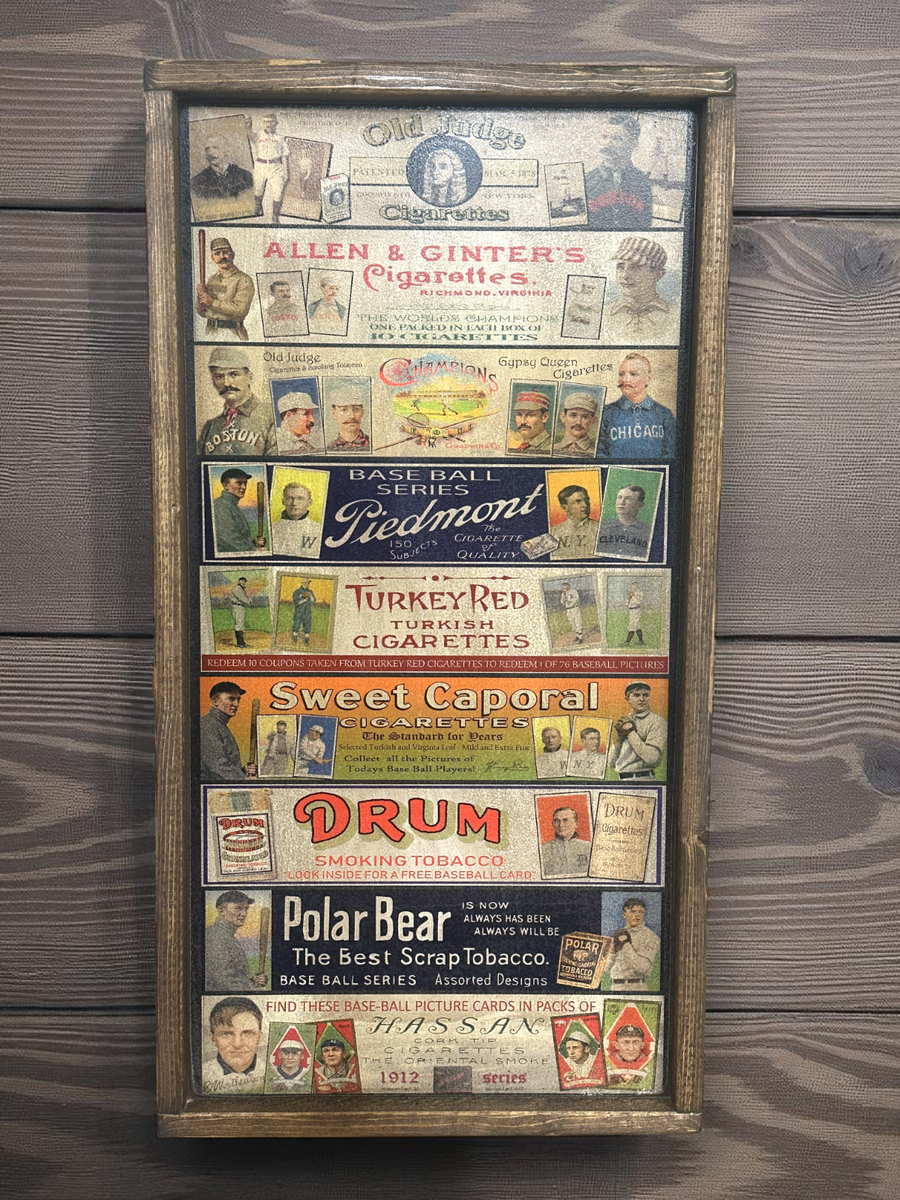 Vintage Style Tobacco Cards Wood Baseball Card Set Sign Ty Cobb Piedmont  12x24