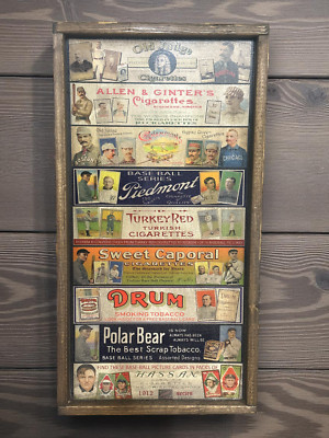 Vintage Style Tobacco Cards Wood Baseball Card Set Sign Ty Cobb Piedmont 12x24