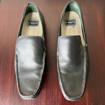 Lacoste Black Leather Loafers Slip On Mens Sz 9.5 AEON  display picture 1