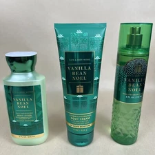 New Bath & Body Works VANILLA BEAN NOEL Full Size Body Lotion,Cream, Mist 3pcs