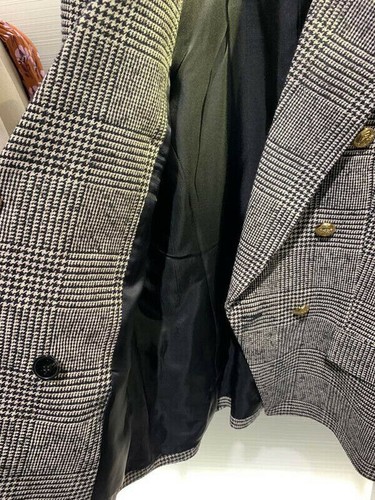 CHAQUETA BLAZER RARA ZARA PATA DE GALLO A CUADROS GRIS DOBLE BOTONADURA MEDIANA M NUEVA - Imagen 5 de 10