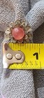 Vintage Pink Rose Quartz Silver Filigree Flower Ring Adjustable  — photo 4