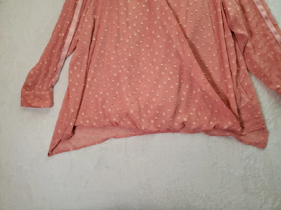 Lisa Rinna 衬衫背心女式 3X 码三文鱼透明瑞士圆点包裹 V 领 — 第 3/4 张图片