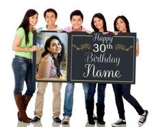 Birthday Banner with Photo, Simple Birthday Banner, Customizable, Personalized/C