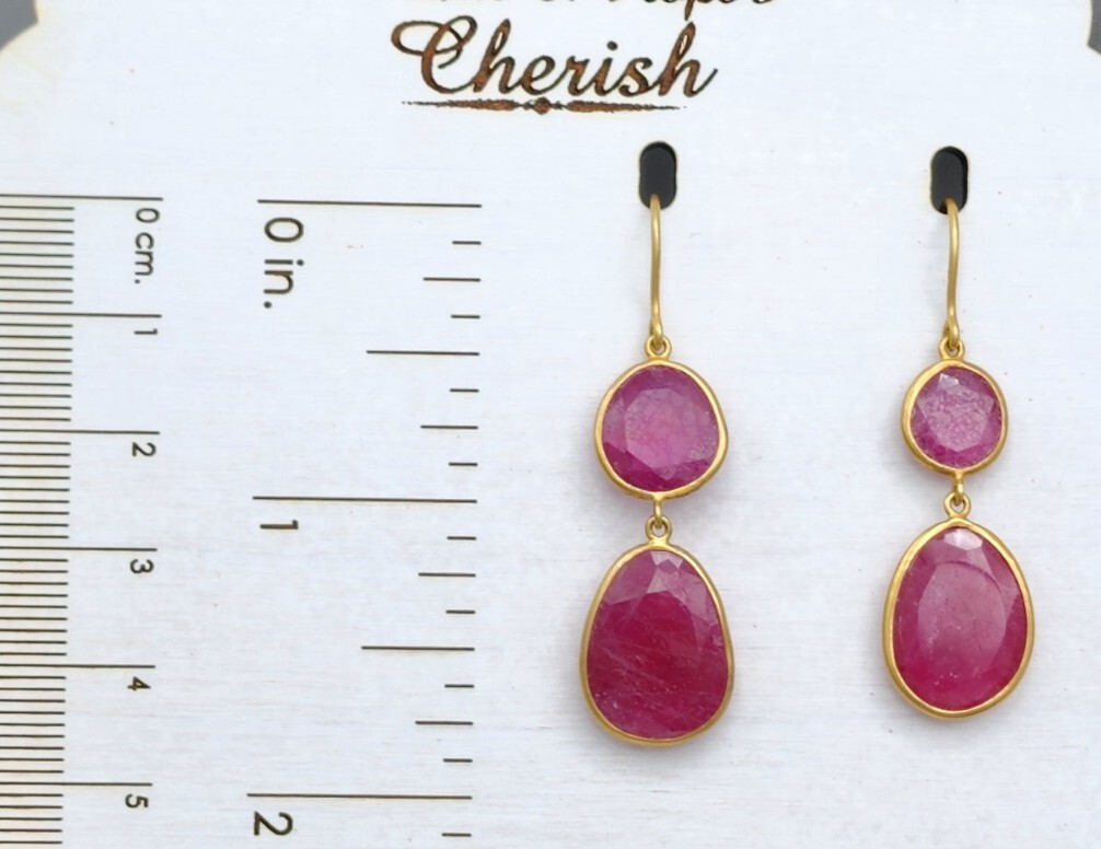 PIPPA SMALL London Solid 18K Faceted Ruby Double … - image 3