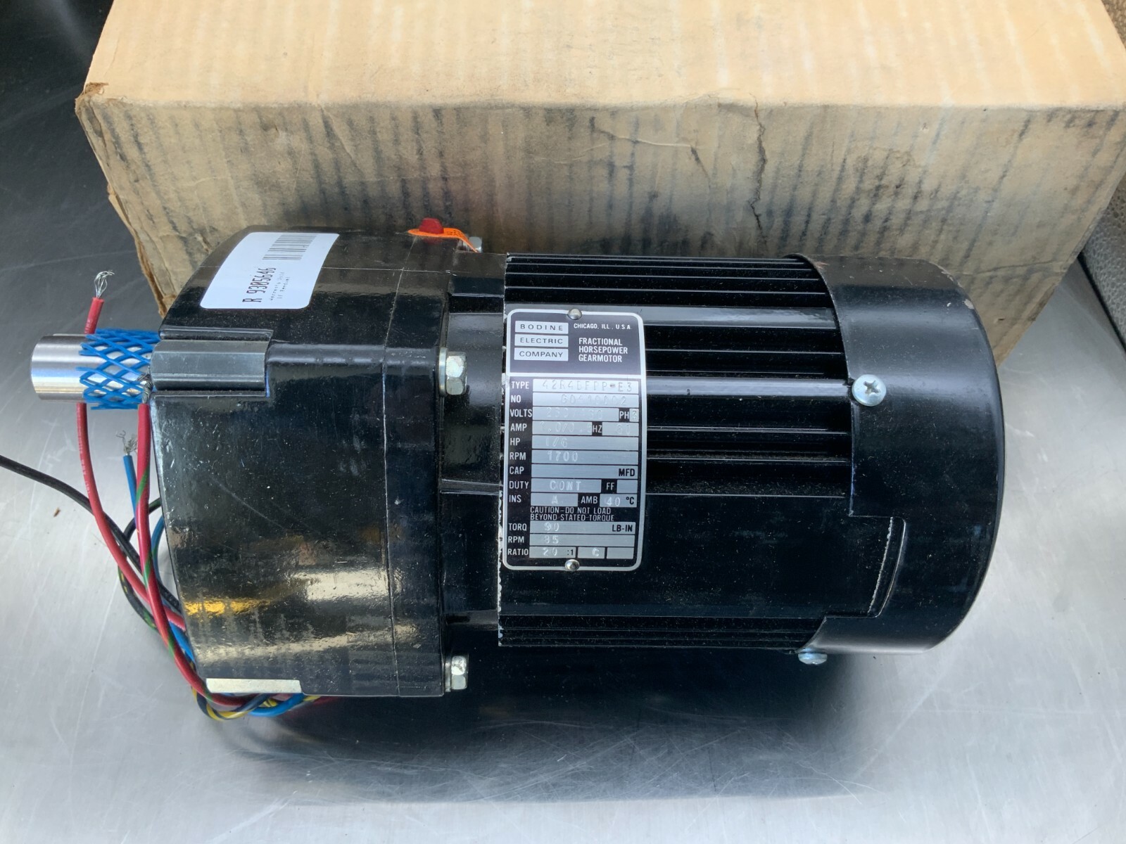 Bodine Electric Company 42R4BFPP-E3 Electric Motor 3 Phase 120/240V 1/6hp