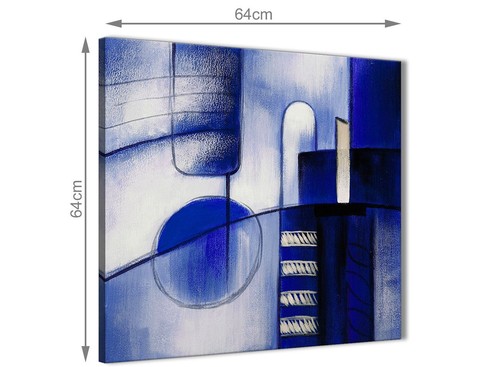 Indigo Blue Cream Painting Hallway Canvas Decorations - Abstract 1s418m - 64cm - Picture 3 of 4