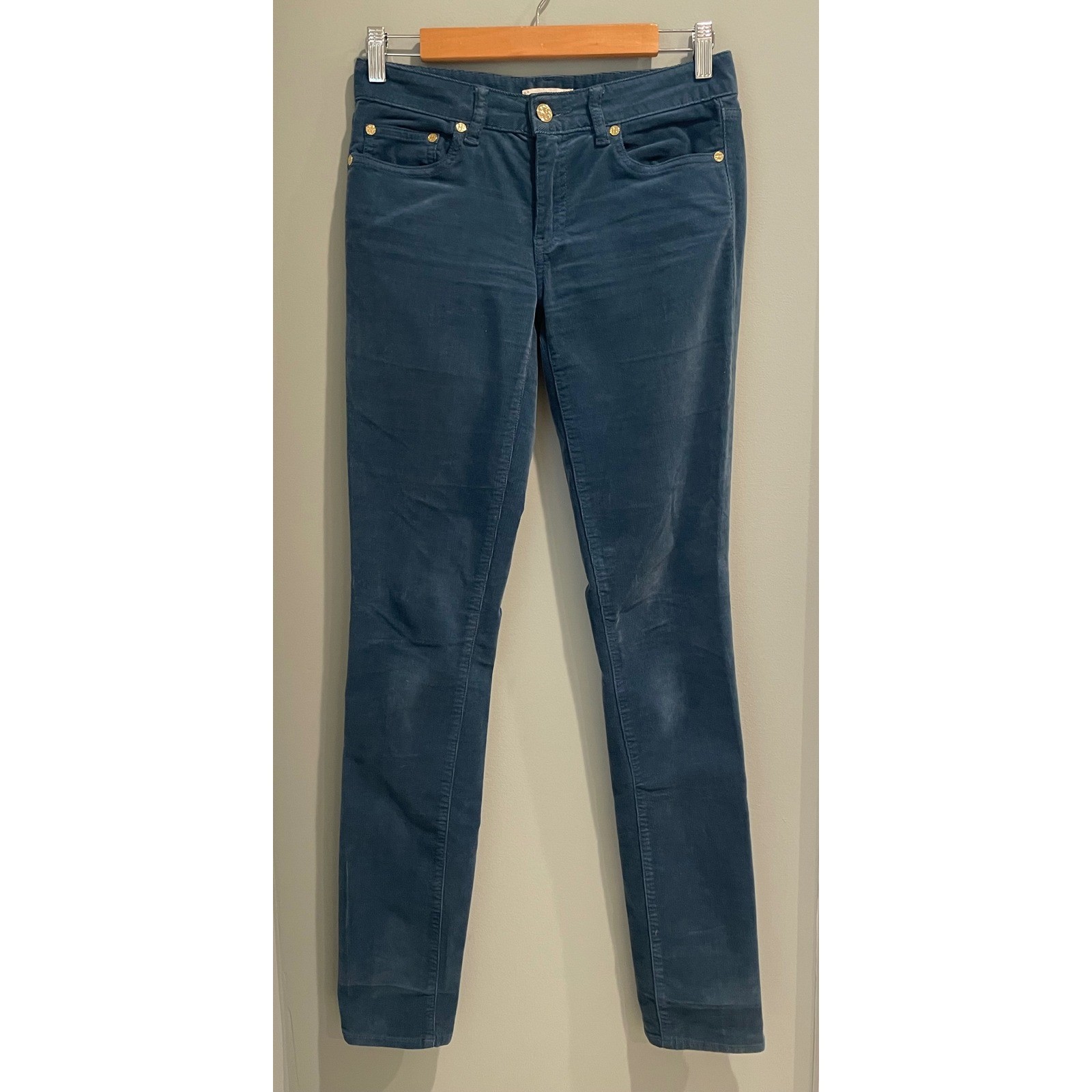 Tory Burch Corduroy Super Skinny Jeans Blue Women's Size 25