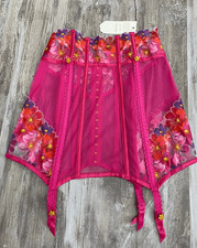 For Love Lemons Pink Embroidered Garter Corset Skirt Lingerie Sz S