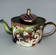 Hard To Find Charlotte di Vita Collection Enamel Tea Pot - Boating Party Renoir