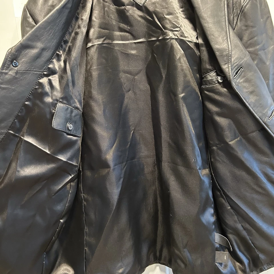 J. FERRAR Chaqueta Blazer Piel de Cordero Genuina Cuero Suave 3 Botones Negra Talla L Foto 3 de 4