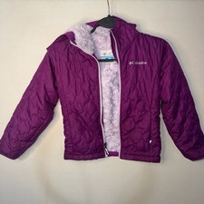 Columbia Girls' Bella Plush Quilted Sherpa Lined Hooded Jacket, Purple, Size XS