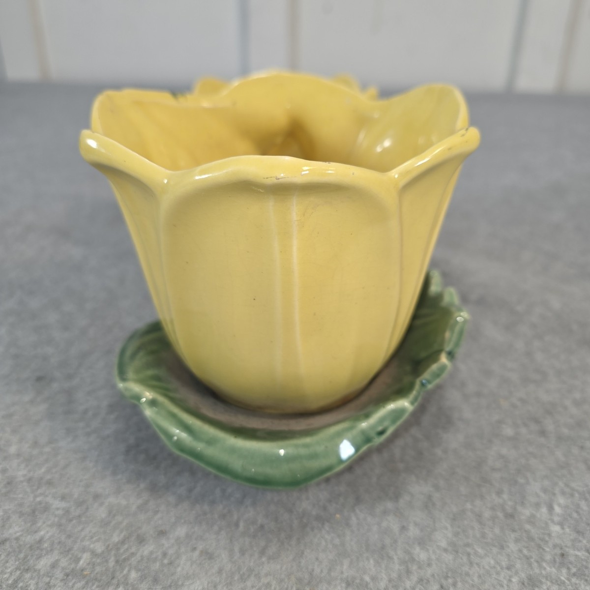 Vintage 1949 McCoy USA Pottery Double Yellow Tulip Planter With