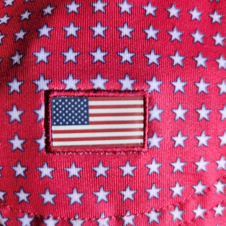 Camisa Polo Fairway & Greene Para Hombres LG Roja Blanca Logo Estrella Bandera EE. UU. Logo Caballito de Mar Foto 4 de 4