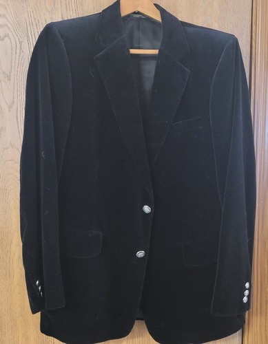 Vintage Black Velvet Blazer Sport Jacket By Angelo Donati Equestrian Apparel