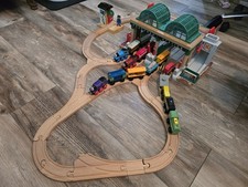 Thomas Wooden Railway Custom Wood Train Track Set- Knapford Station Engine Shed