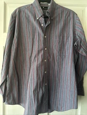 Vintage Saks Fifth Avenue Mens Button Down Shirt Purple Striped Size 16-33