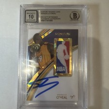 Shaquille O'Neal HOF Signed Custom Trading Card Logoman Patch BGS BAS AUTO 10