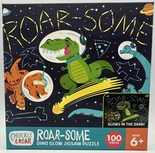 Chuckle & Roar Roar-Some Dino Glow In Dark Jigsaw Puzzle  100 Pieces 11”x15” New