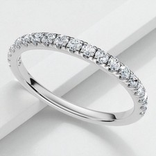 0.25Ct Pave Natural Diamond Wedding Ring Platinum Anniversary Band
