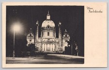 Wien Austria Karlskirche Night Photo Postcard