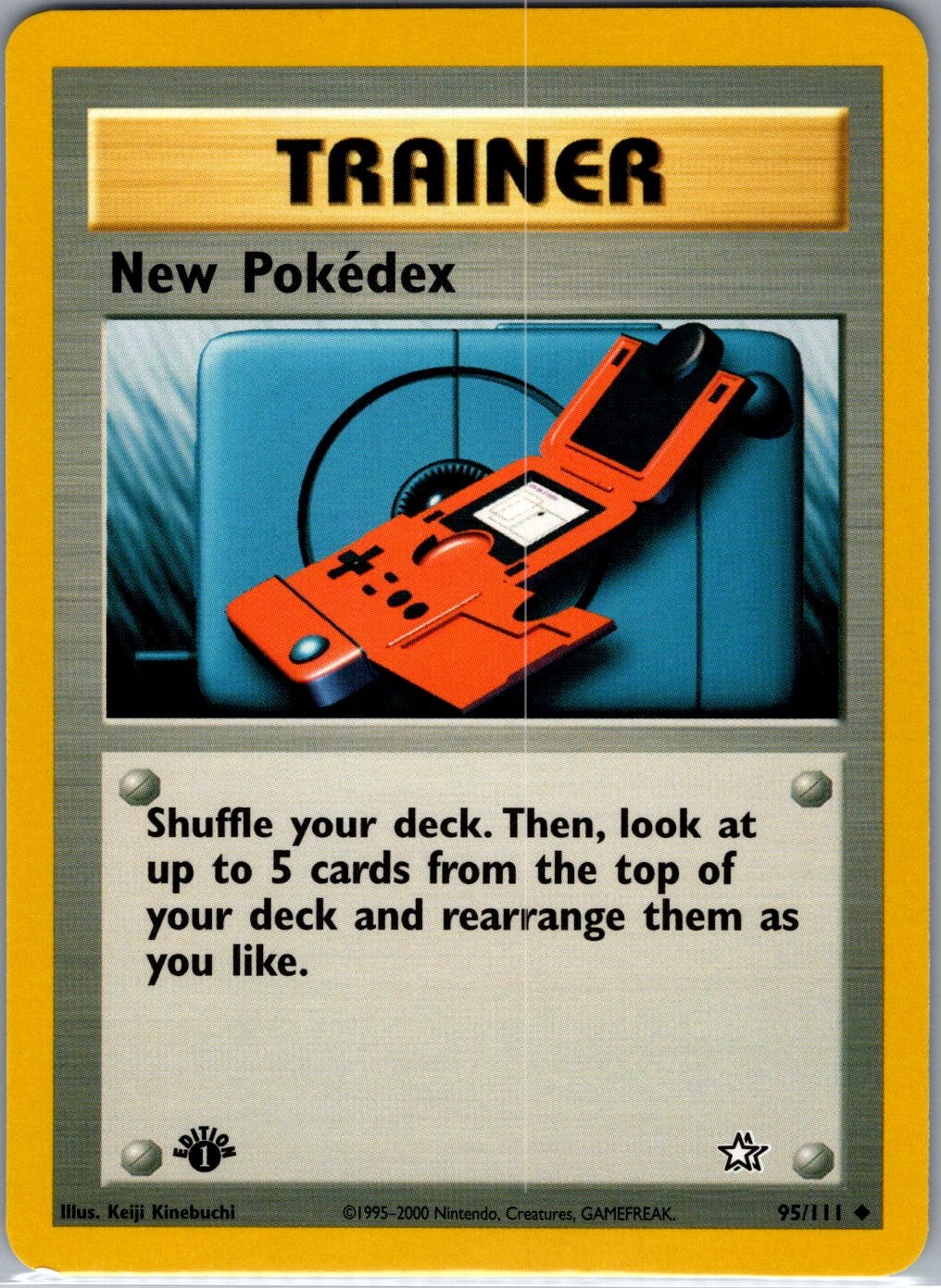 New Pokedex 95/111 1st Edition Non Holo Neo Genesis - Pokemon Card - NM