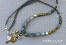SILPADA Sterling Silver Brass Labradorite "Ethereal" Suede Necklace N3244 NIB
