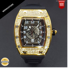 Hip Hop Luxury Custom Bling Ice out Men's Watch Sport Iced Cz Simulated Diamond