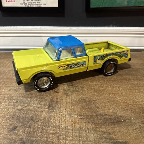 Nylint Cadet Bike Buggys No. 761 2 Trucks Each Lime Green W Blue and Red Roofs.