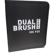 100 PCS Dual Brush Pens Marker Watercolor Coloring Case Organizer Portable Black