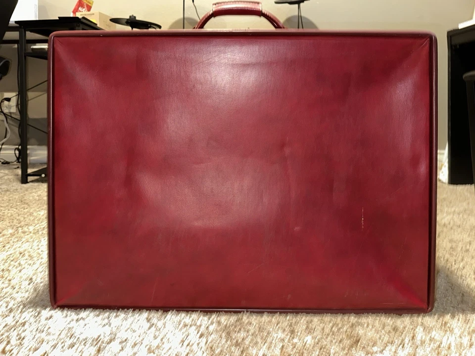 "Maleta equipaje vintage Hartmann con cinturón vinilo imitación cuero rojo grande 26 X 19""" Foto 3 de 4