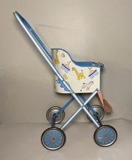 Vintage 1950's Metal Doll Stroller By Ohio Art Pink And Blue With Lambs