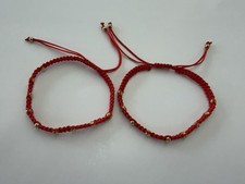 2PCS Red String Bracelet Gold Beaded Adjustable Lucky Protection Gift