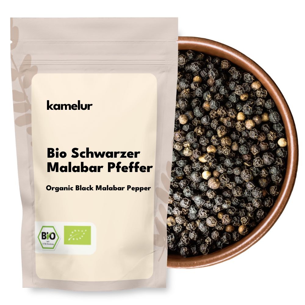 (36,32 EUR/kg) 600g BIO Schwarzer Malabar Pfeffer ganz Tigerpfeffer aus Indien