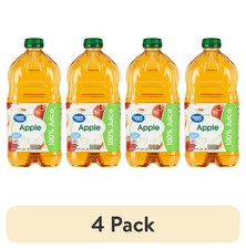 4 Pack Great Value No Added Sweeteners 100 Apple Juice, 64 Fl Oz