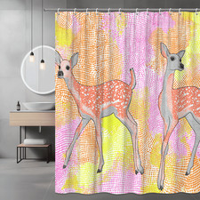 Deer Shower Curtain Pink Orange Neon Animal Print