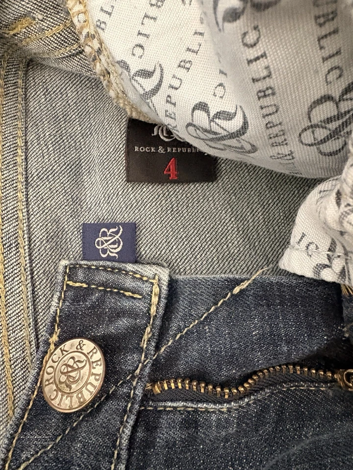 Pantalones de mezclilla para mujer Rock & Republic pierna recta talla 4 tiene un lazo de cinturón roto 😢 Foto 3 de 4